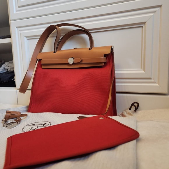 Hermes orange red herbag crossbody bag - Picture 11 of 12
